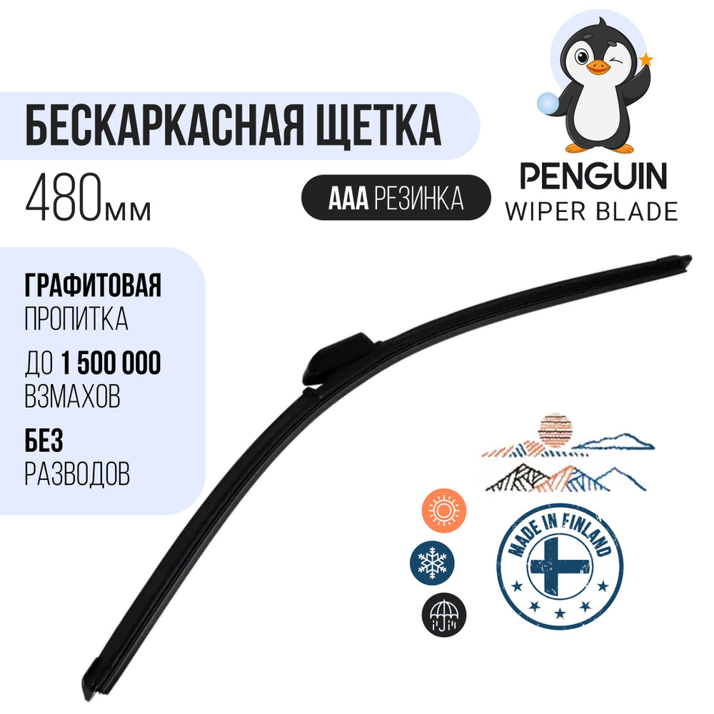 Бескаркасная щетка стеклоочистителя 480 мм / Дворники автомобильные  #1