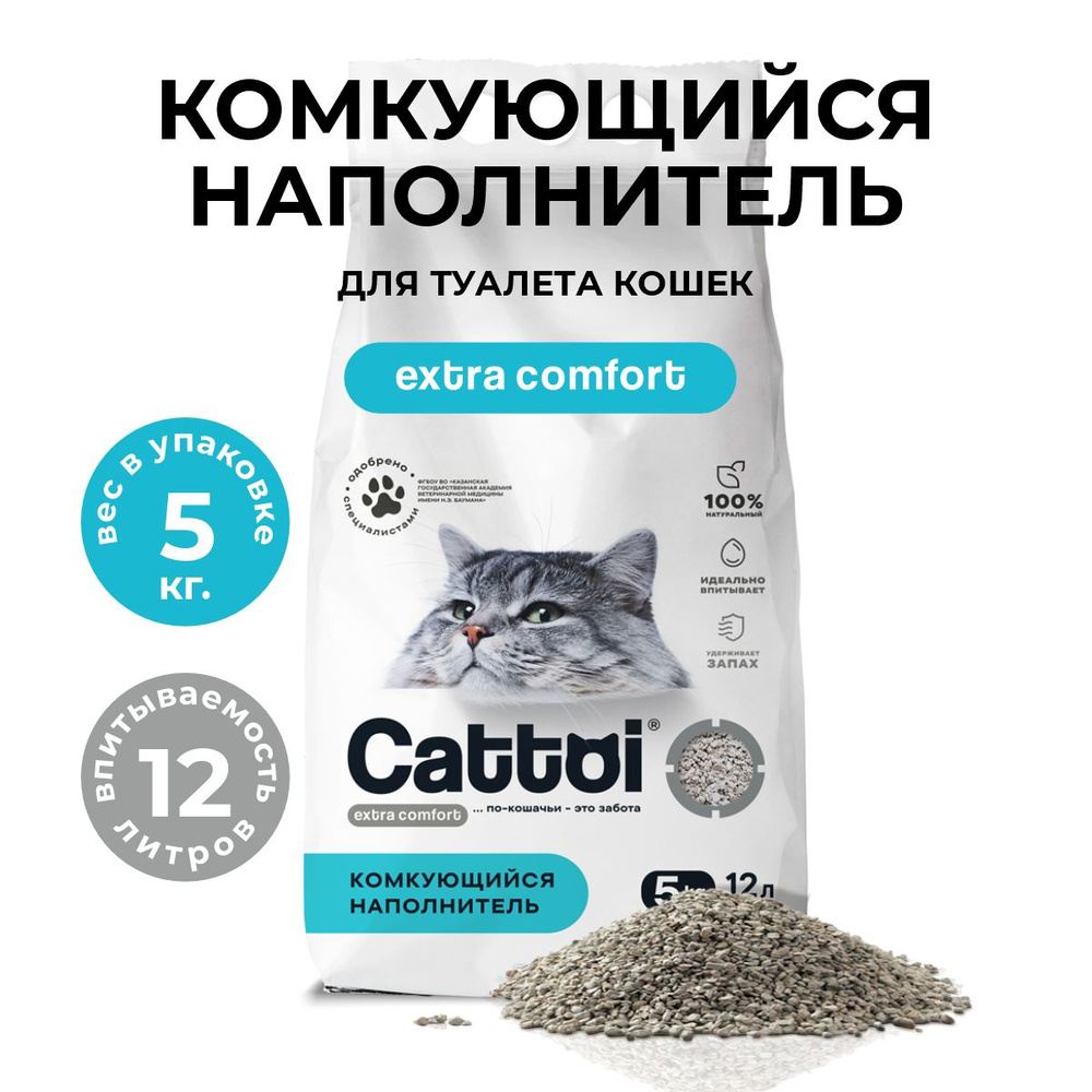 Наполнитель для кошачьего туалета Cattoi extra comfort глиняный ...