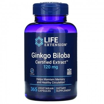 Гинкго билоба Life Extension Ginkgo Biloba Certified Extract, 120 mg, 365 растительных капсул  #1