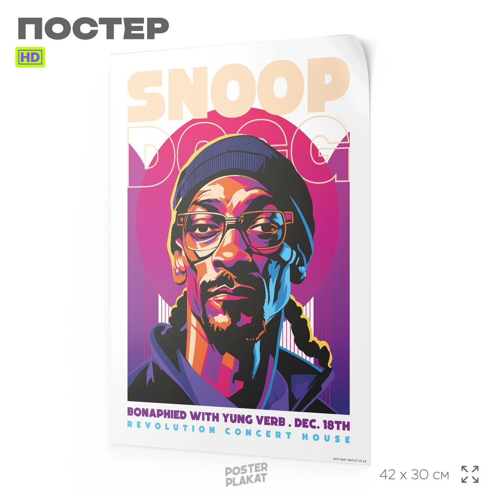 Постер SNOOP DOG Снуп Дог на стену для интерьера, музыкальный, хип-хоп артисты, рэп, А3 (42 х 30 см), #1