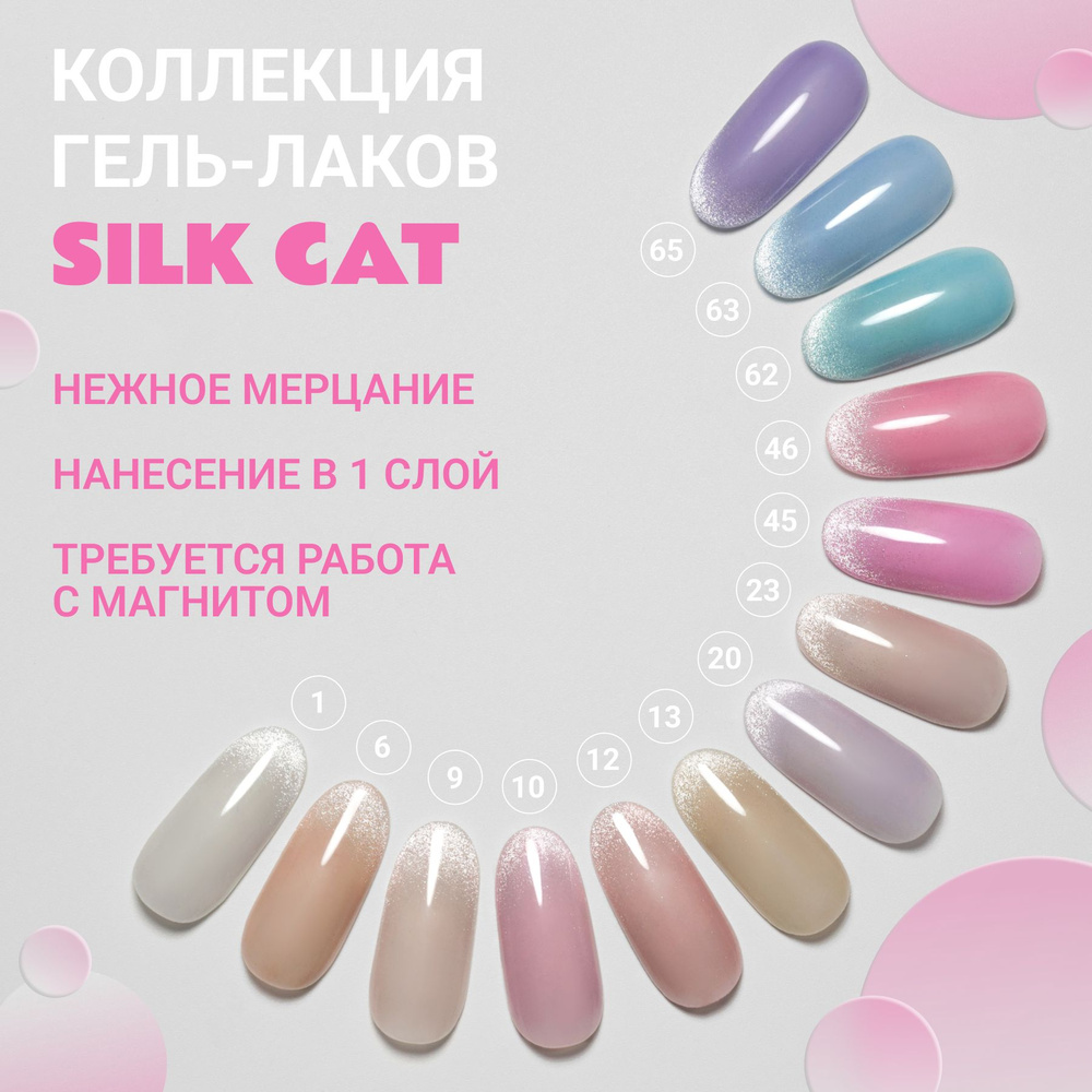 FOXY EXPERT Набор гель лаков Шелковая кошка, Кошачий глаз гель лак SILK CAT №1, 8мл.х13шт.  #1