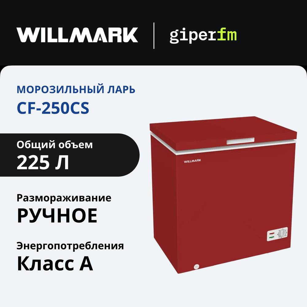 Морозильный ларь Willmark CF-250CS, класс энергоэффективности А, общий объём 225 л, 130 Вт, 2 корзины, #1