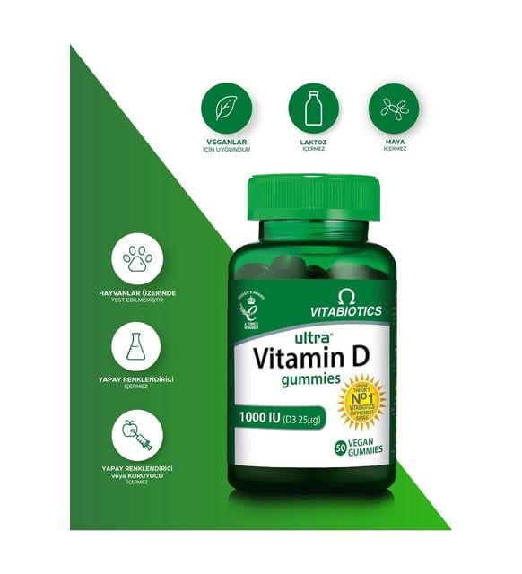 Ultra Vitamin D Gummies 1000IU 50 Vegan Gummies / ВИТАБИОТИКИ УЛЬТРА ВИТАМИН D ГУММИС 1000 МЕ 50 таблеток #1