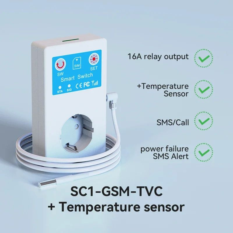 SC1 16A GSM розетка пульт дистанционного управления выключатель питания датчик температуры реле умного #1