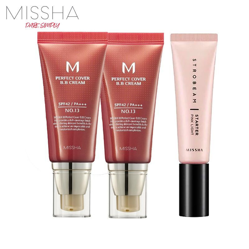 2шт MISSHA Тональный ББ крем для лица M Perfect Cover BB Cream 50 мл ( 13# Bright Beige )SPF42/PA+++ #1