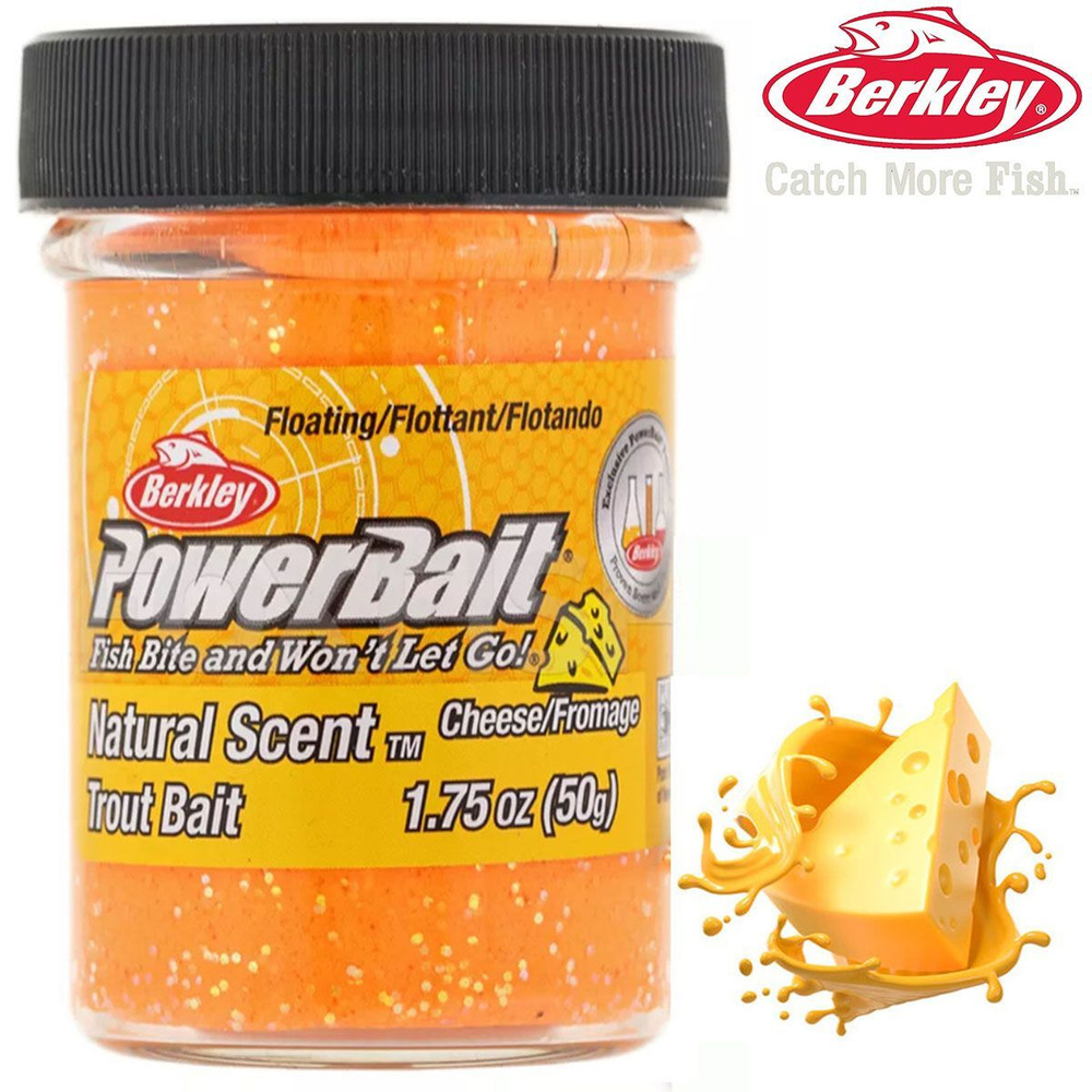 Паста Berkley PowerBait Natural Scent Trout Bait Flr Cheese Orange/gltr 50g #1