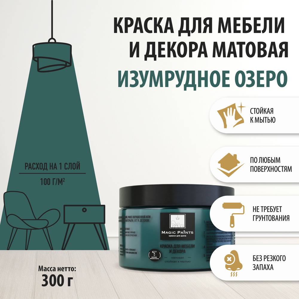 Magic Paints Краска Быстросохнущая, Гладкая, до 90°, Акриловая, Водная, Матовое покрытие, 0.25 л, 0.3 #1