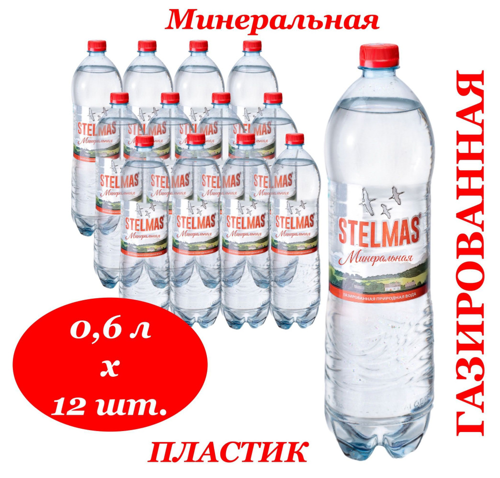 STELMAS Вода Минеральная Газированная 600мл. 12шт #1