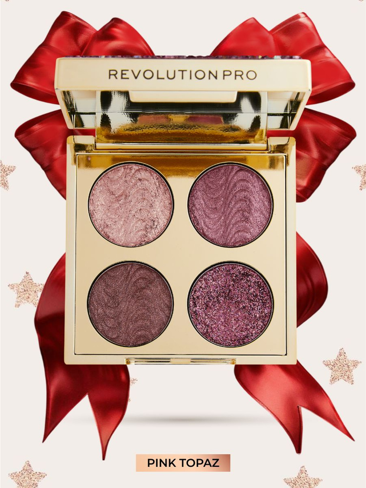 REVOLUTION PRO Палетка теней для век CRYSTAL EYE QUAD Champagne Crystal, для макияжа глаз: с блёстками #1