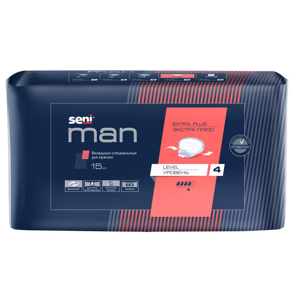 Прокладки урологические для мужчин Seni Man Extra Plus Level 4, 4 капли, 15 штук #1