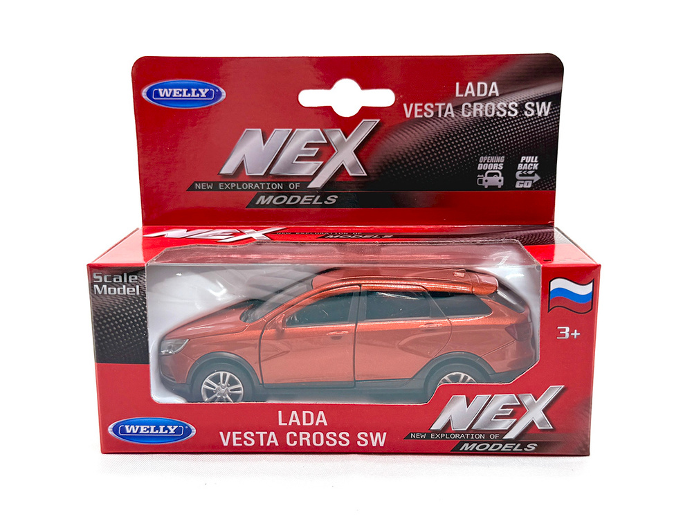 Машинка Welly LADA Vesta SW Cross, оранжевый, 1:38, арт.43763W-T