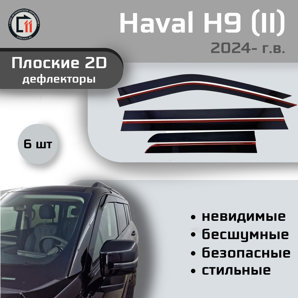 Дефлекторы 2D для HAVAL H9 2024- (II), 6шт #1