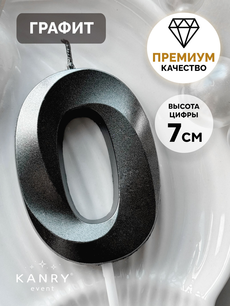 Свеча цифра 0 черная для торта на день рождения, Kanry #1