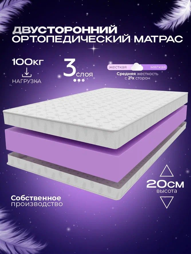 Беспружинный детский матрас 70х185 см VITAFLEX Luх Tricot, ортопедический, односпальный, ппу, двусторонний, #1
