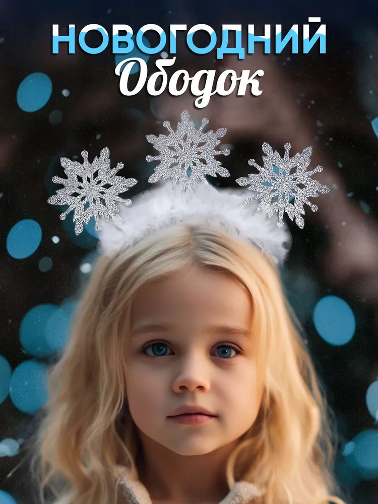 Ободок карнавальный новогодний 3 снежинки #1