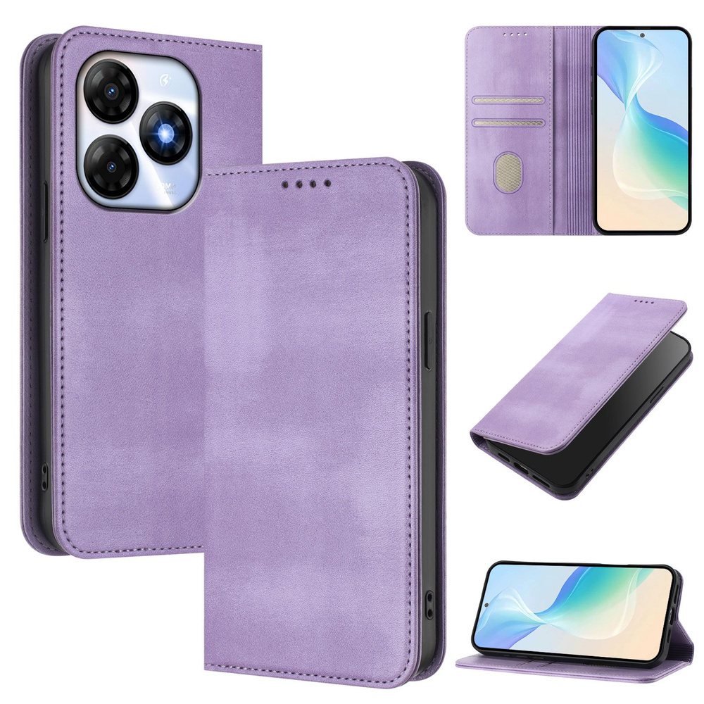 Кожаный чехол-книжка для Itel P55 4G/Smart 8 с отделениями для карт и кошельком,Функция блокировки RFID #1
