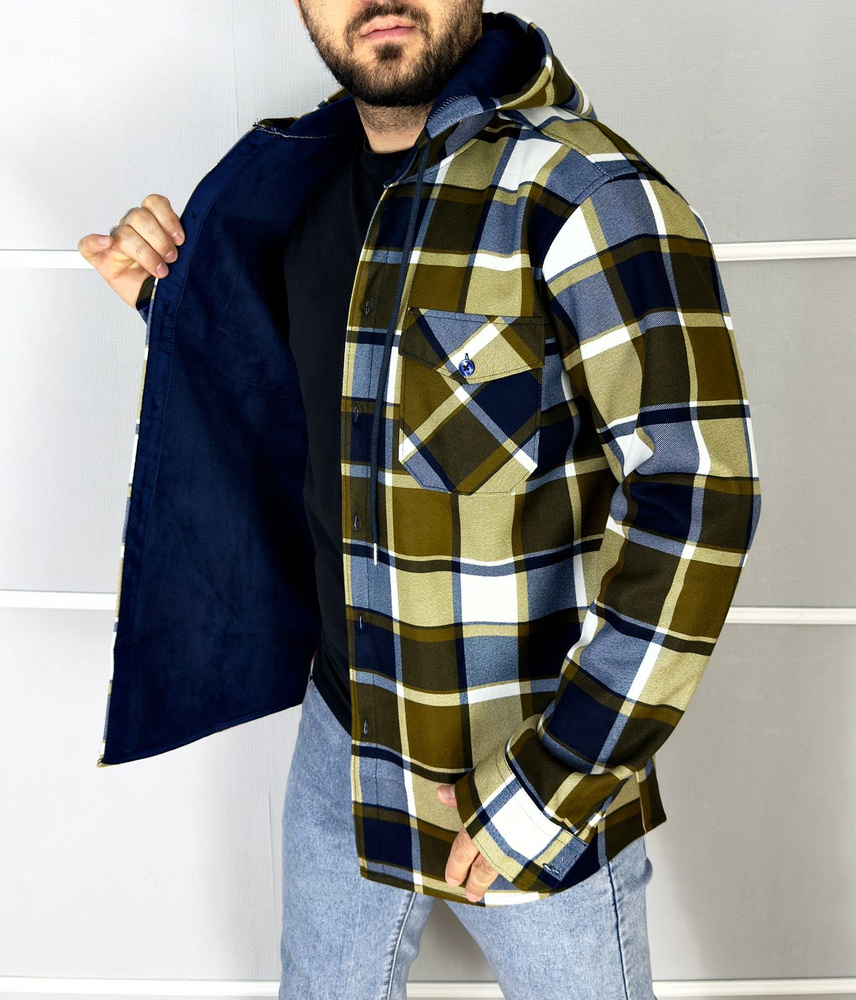Bentin Рубашка BENTIN FASHION, мужская, клетчатая, в клетку, из хлопка ...