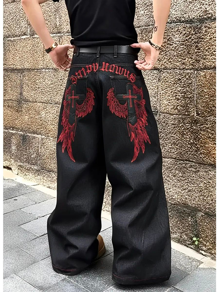 ポロジーンズ チノパン M y2k archive swag cityboy Джинсы Мужской Y2K черный широкие Хлопок, размер 46 Пуговицы