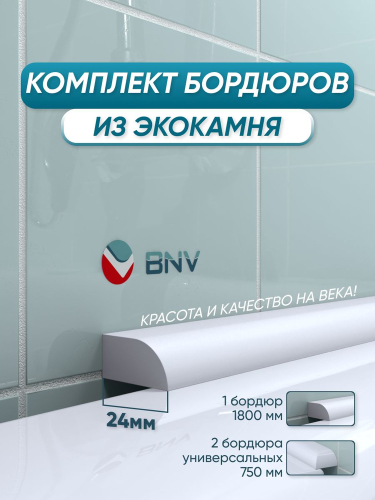 Комплект акриловых бордюров для ванной ПШ24 (3шт), белый цвет, глянцевая поверхность #1