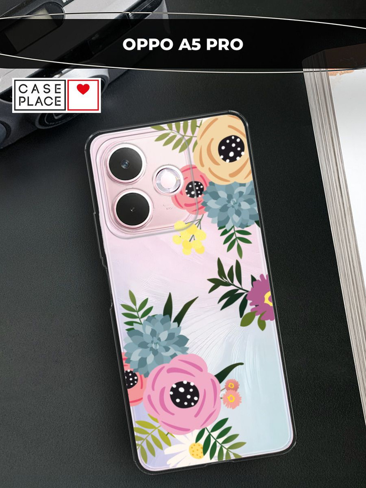 Силиконовый чехол на Oppo A5 Pro / Оппо А5 Про Colored flowers #1