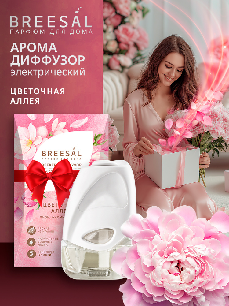Электрический диффузор Breesal "Цветочная аллея" со сменным флаконом, ароматизатор для дома, 20 мл #1