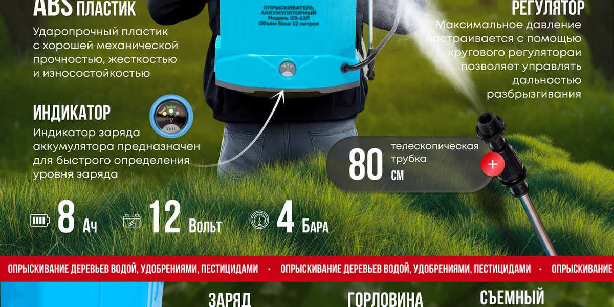 Опрыскиватель аккумуляторный садовый ранцевый для растений Техно-Дон-Юг ...
