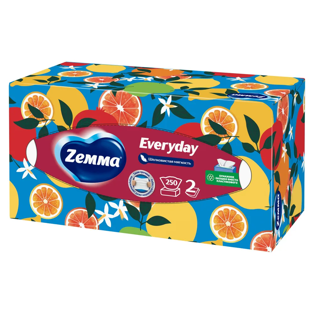 Салфетки бумажные в коробке Zemma Everyday, 2 слоя, набор, 2 упаковки х 250 штук, вариант, фото 2