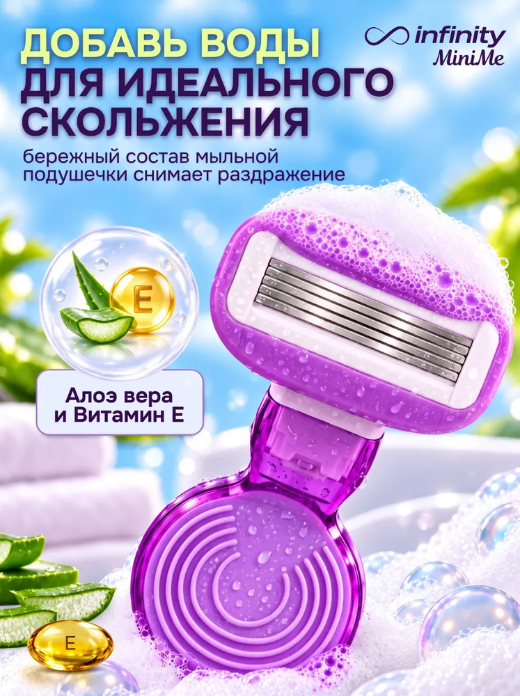 Бритва женская многоразовая, станок для бритья женский, сменные кассеты 1, лезвия 5, вариант, фото 3