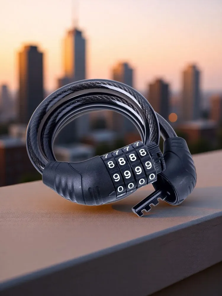 Замок велосипедный тросовый усиленный 12x1200мм кодовый, 12x1200 мм, фото 6