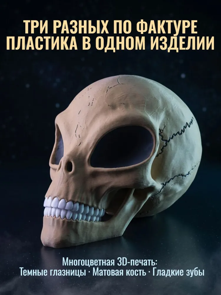 Череп пришельца. Декоративный из пластика, трехцветный, вариант, фото 2
