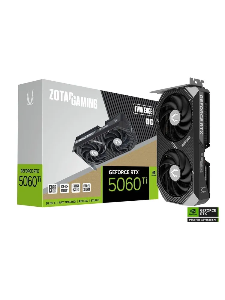 ZOTAC Видеокарта GeForce RTX 5060 Ti Twin Edge OC 8 ГБ (ZT-B50610H-10M)