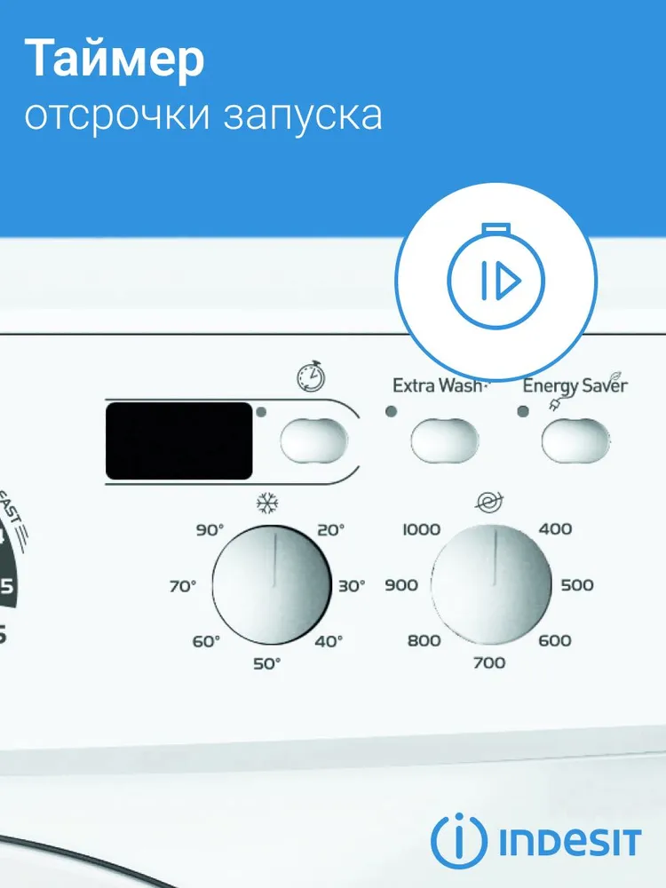 Стиральная машина Indesit узкая 5 кг, глубина 42 см, отжим 1000 об/мин, 16 программ, быстрая стирка, дисплей, отсрочка запуска 24 ч, класс энергопотребления A+, белый, 5 кг, фото 6