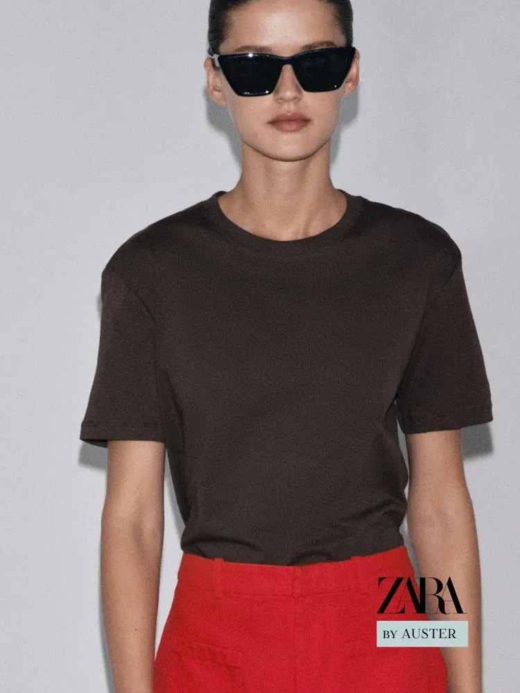 Футболка Zara BASIC COTTON T-SHIRT