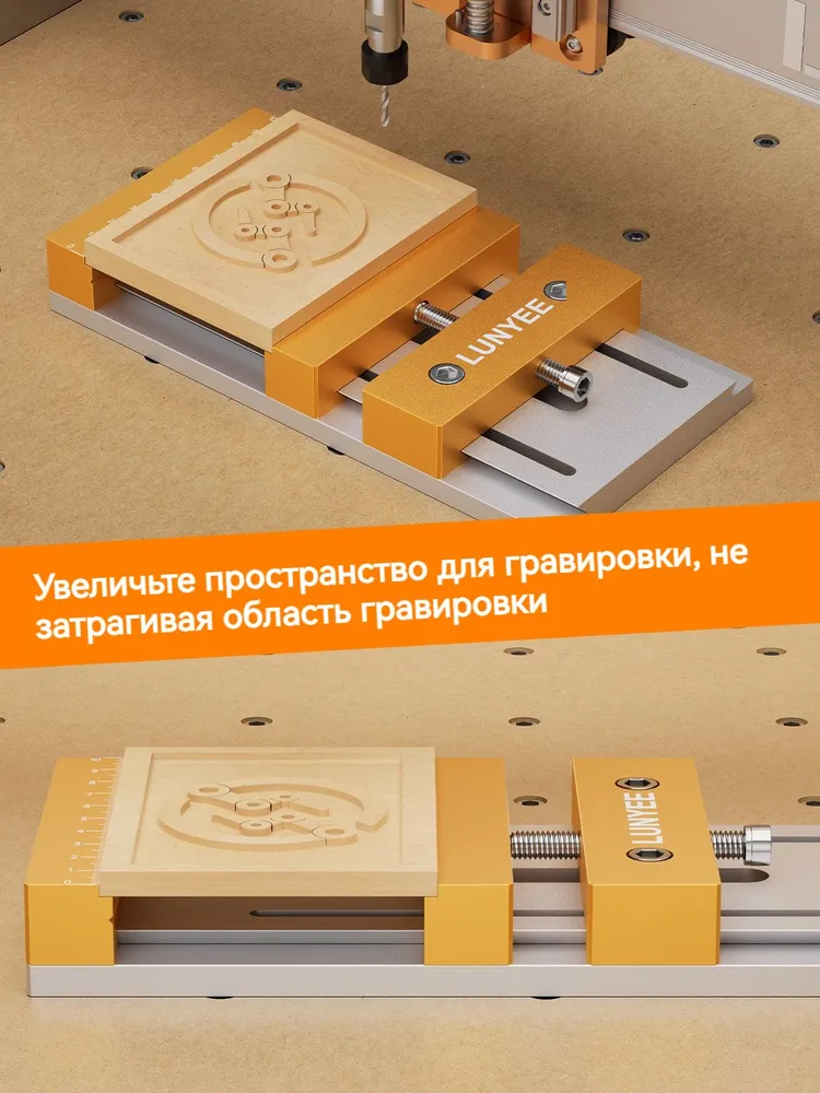 Тиски станочные для ЧПУ (200x100 мм) Захват до 136 мм Прецизионные низкопрофильные тиски для фрезера и гравера 7