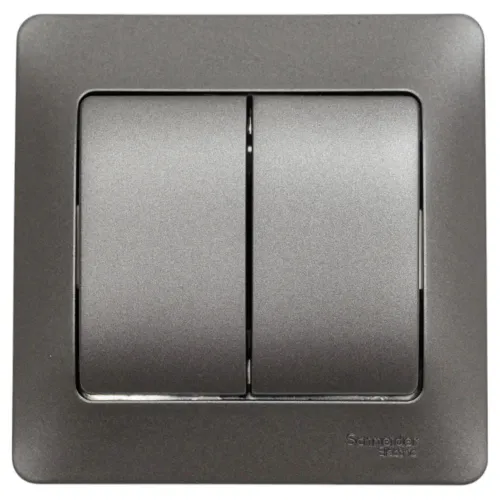 2-клавишный выключатель в сборе Systeme Electric Glossa сх.5, 10ax, графит GSL001352