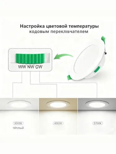 Круглая цветовая регулируемая лампа с ручкой-переключателем