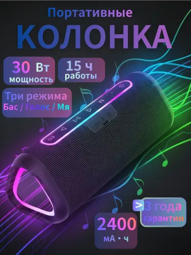 30Bt Портативная колонка блютуз беспроводная двойные динамики, с FM-радио, USB, TF-карта, аккумулято