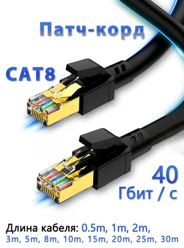 D-Sunty Кабель для интернет-соединения RJ-45/RJ-45, 0.5 м, черный матовый
