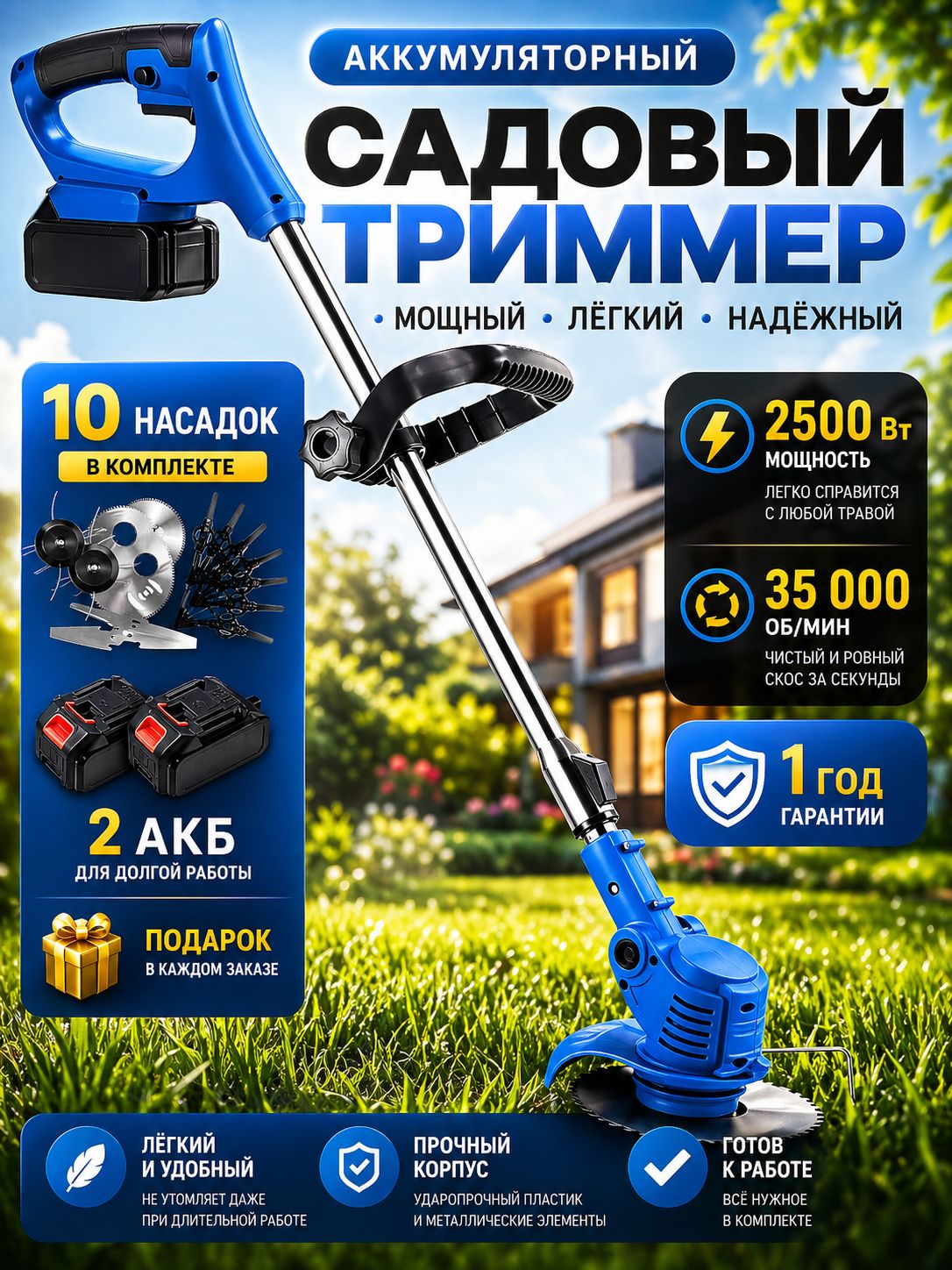 Универсальныйтриммераккумуляторный48V,3в1