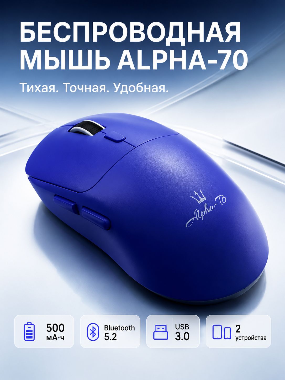 Мышь беспроводная для компьютера, для офиса