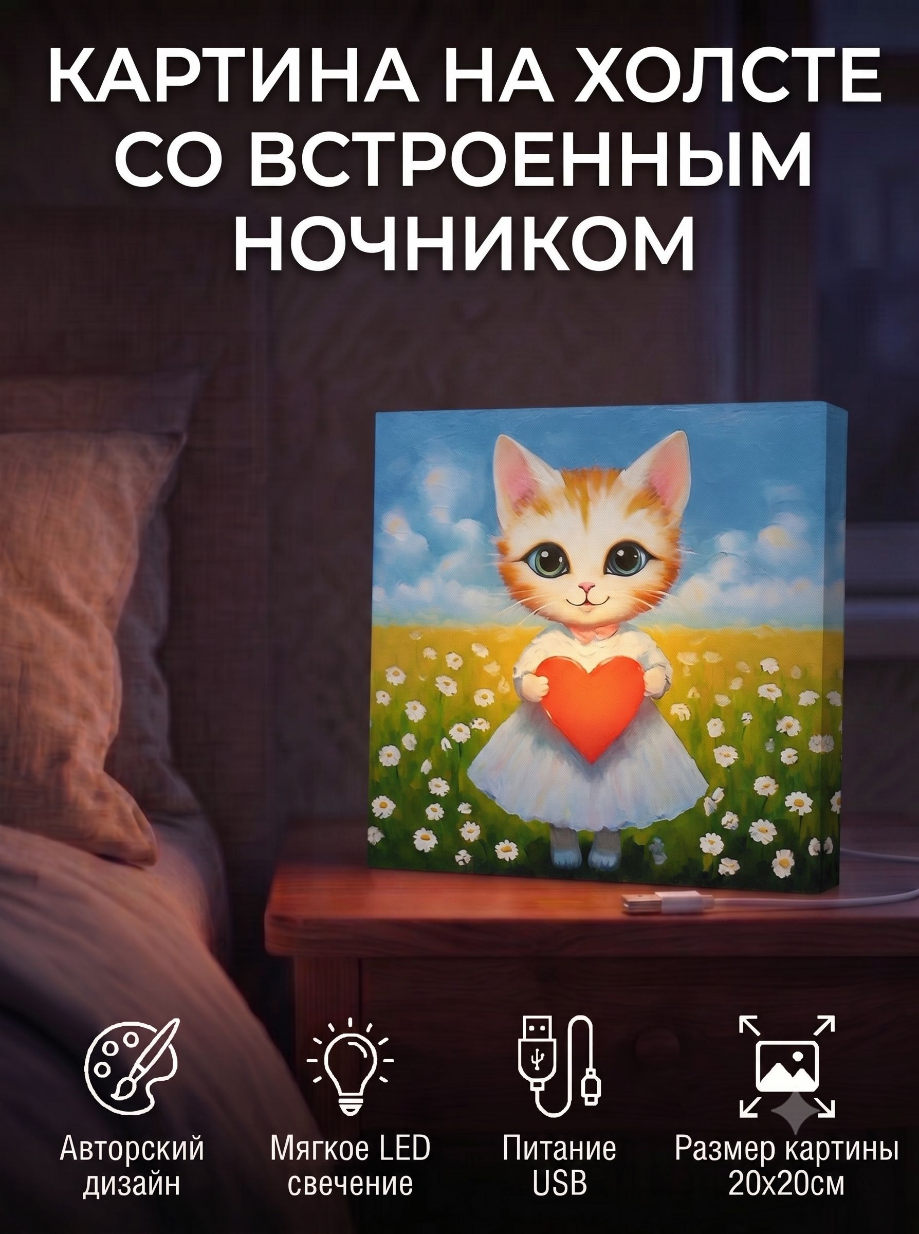 Рыжая кошечка с сердечком