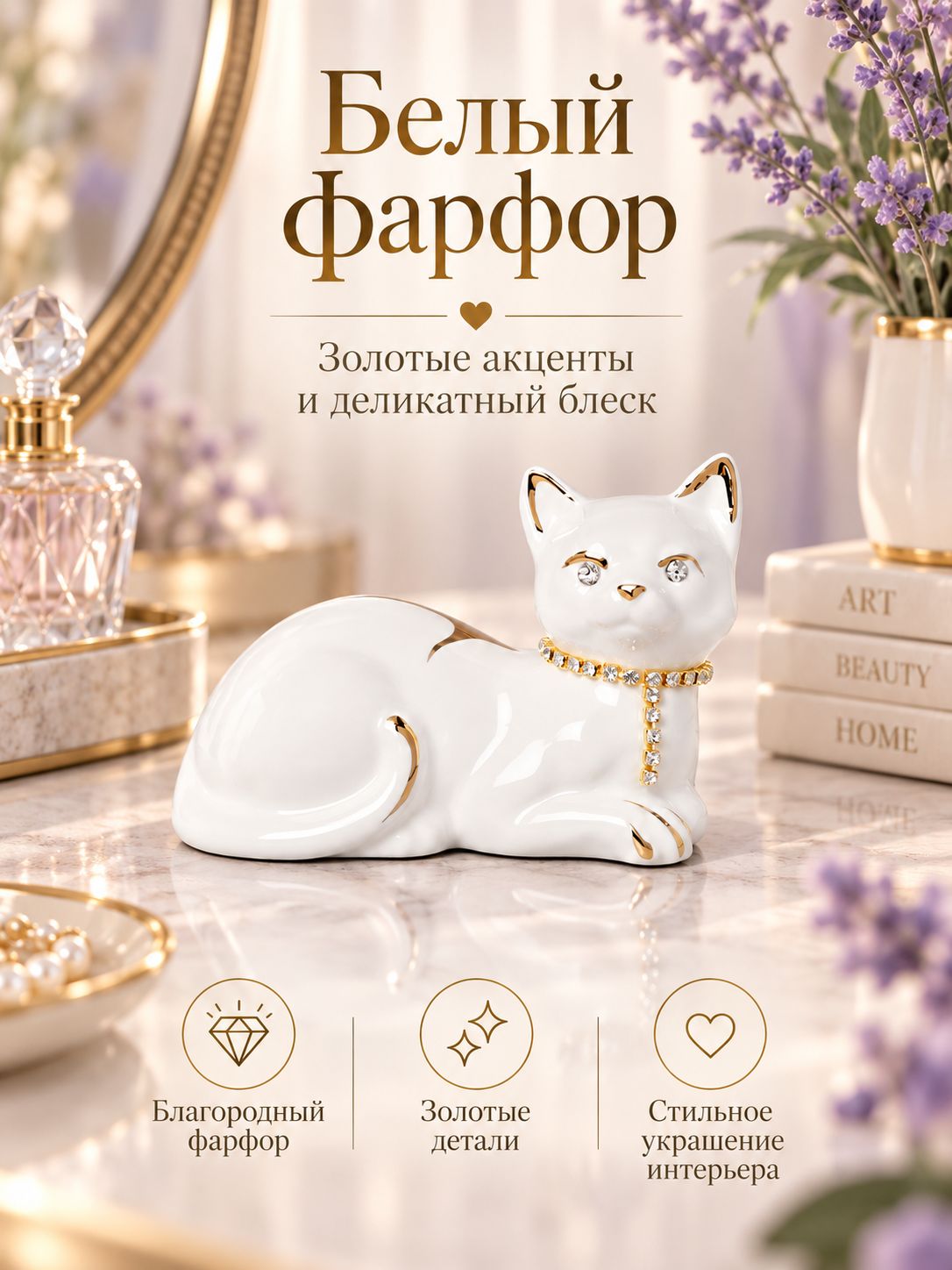 Статуэтка Кошка, фарфор, 7,5 см — фото 2