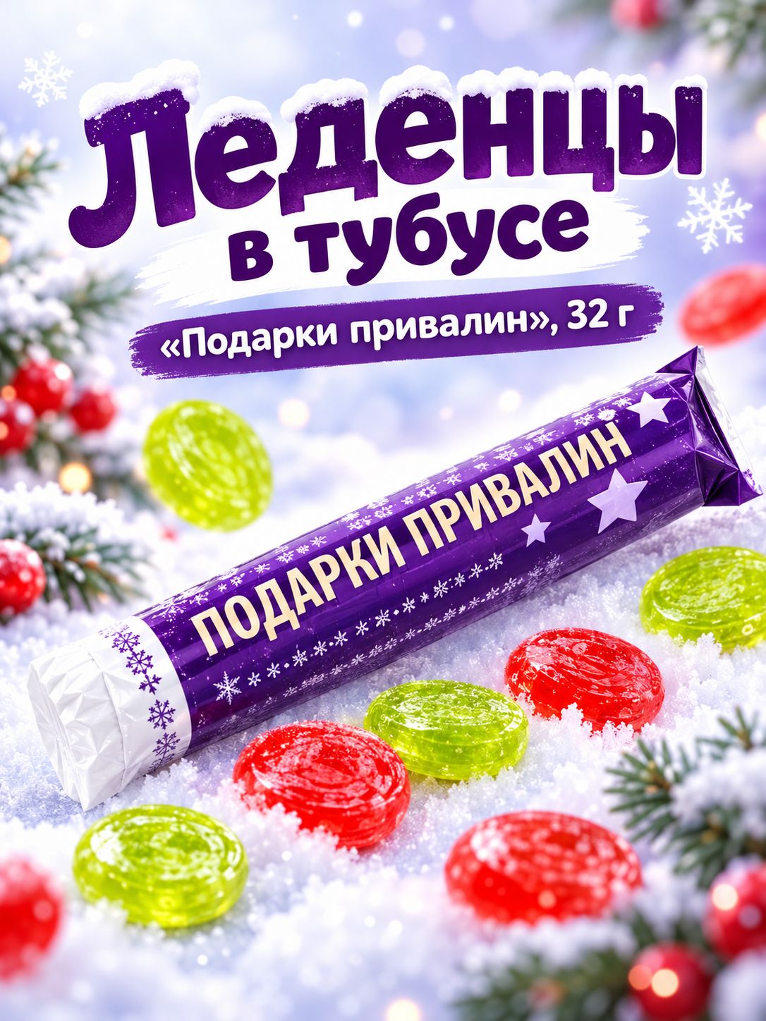 Леденцы в тубусе Подарки привалин , 32 г
