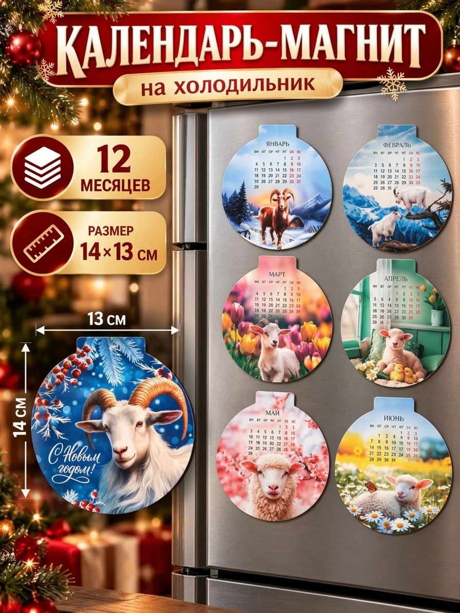 Календарь магнит на холодильник "Козлики", 2027
