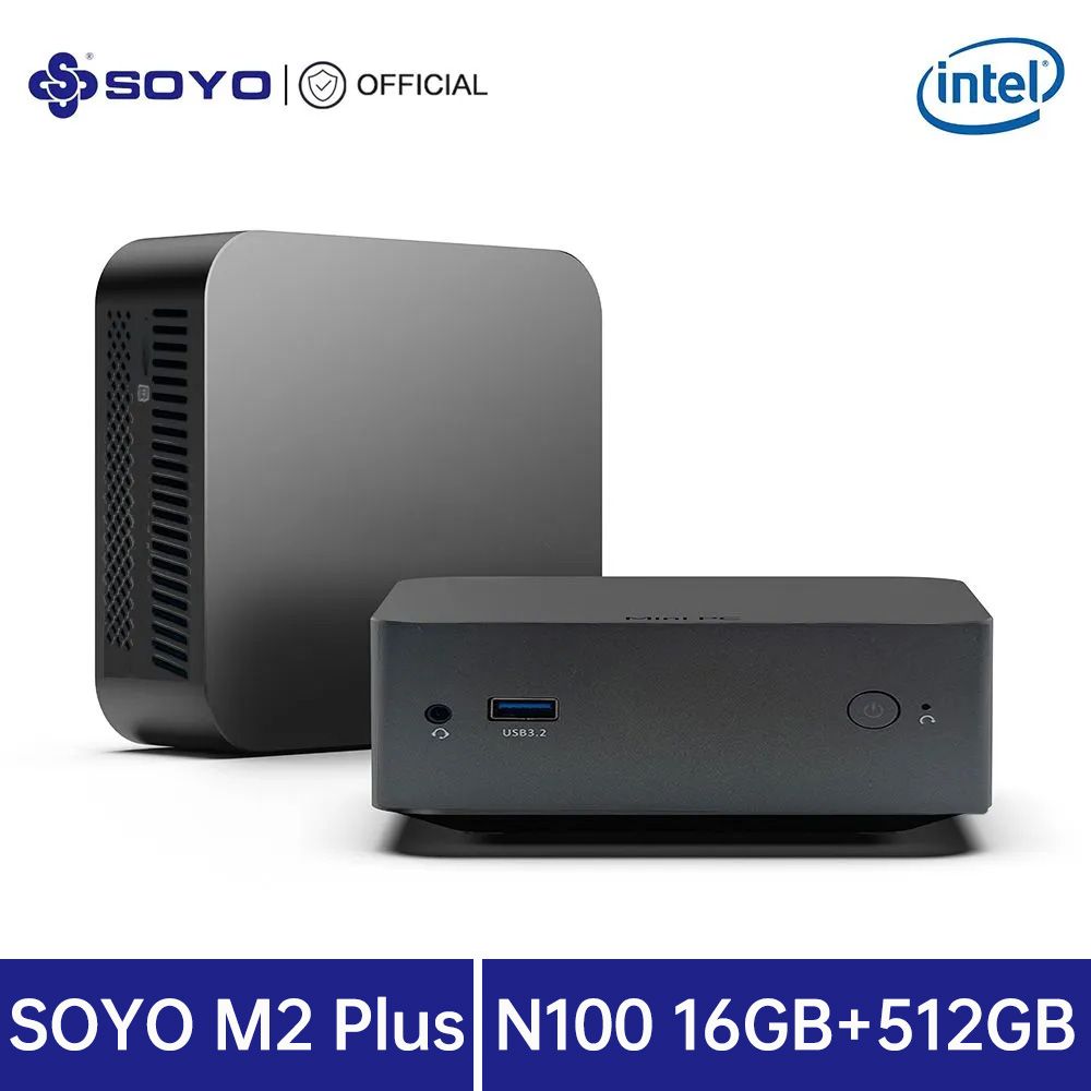 SOYO Мини-ПК (Intel Processor N100, RAM 16 ГБ, SSD 512 ГБ, Intel
