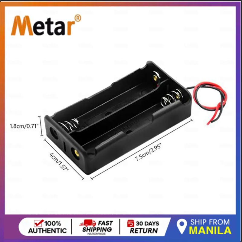 MetarБатарейныйотсек2хдляаккумуляторовLi-ionтипоразмера18650спроводамикArduino,Слотбатарейкидляардуино