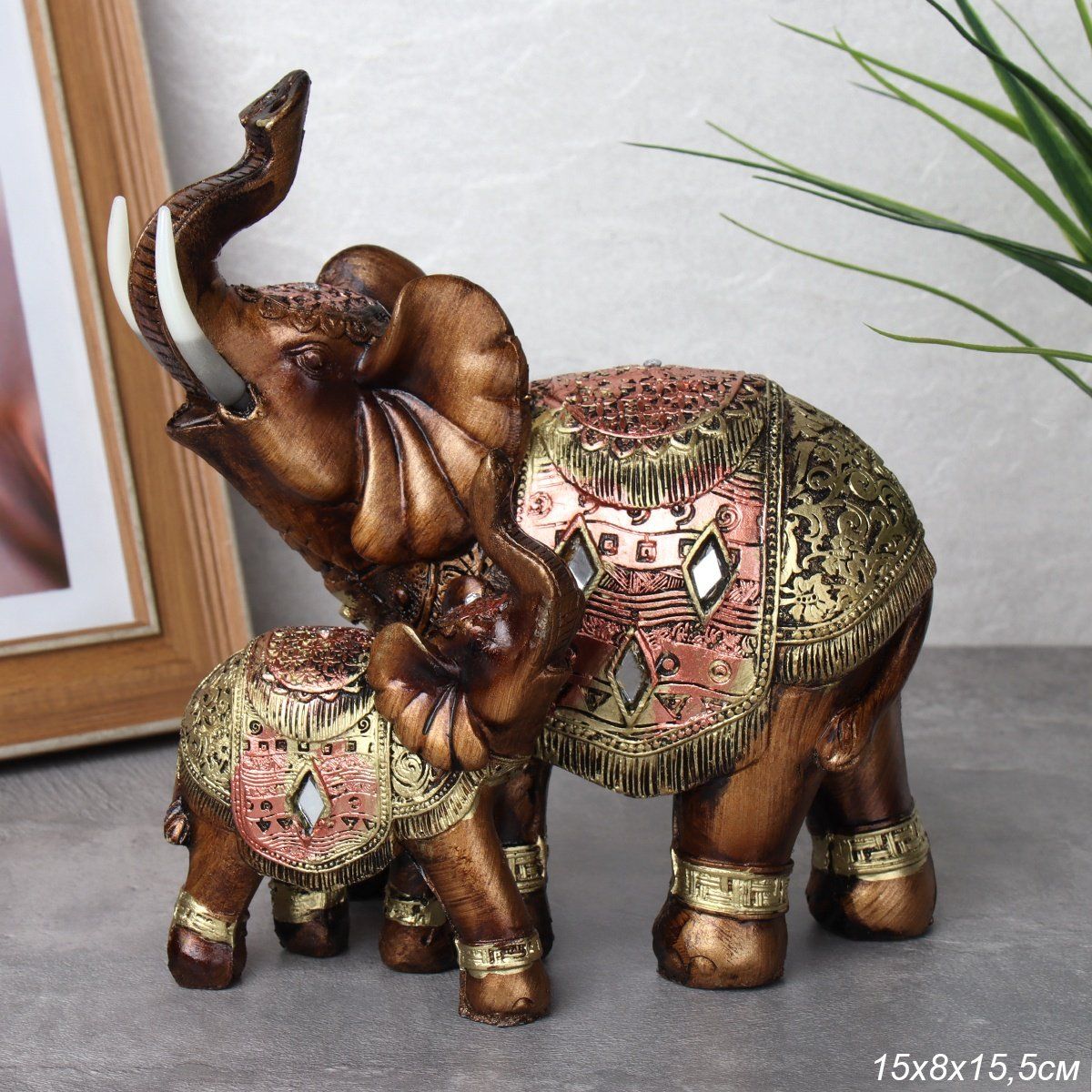 Статуэтка"ДВАСЛОНА-обереготпроблеминеудач"15hсм/полистоун