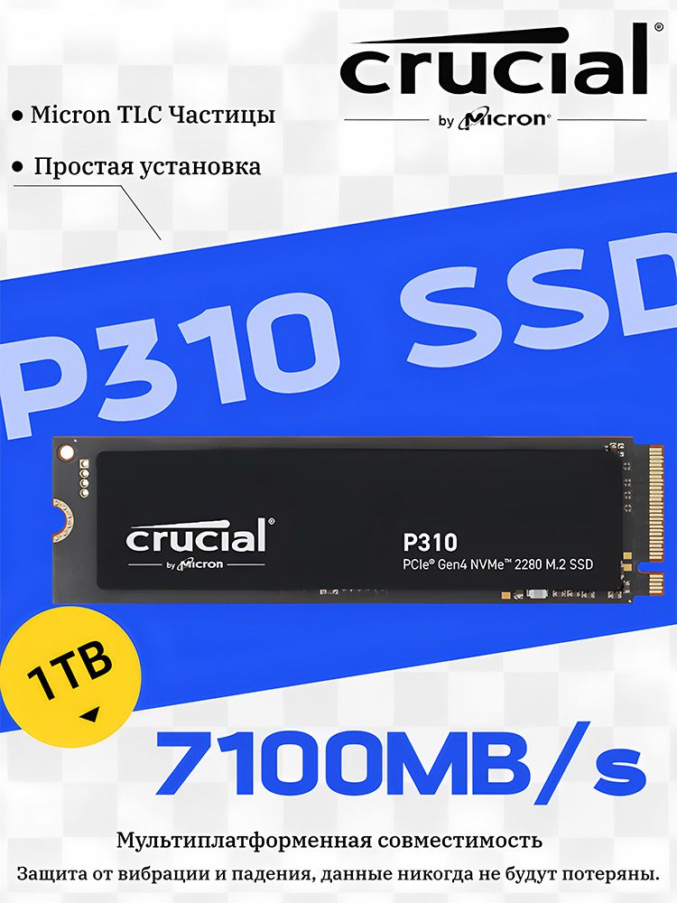 1 ТБ Внутренний SSD-диск Crucial TLC 3D NAND 2280 P310 1TB