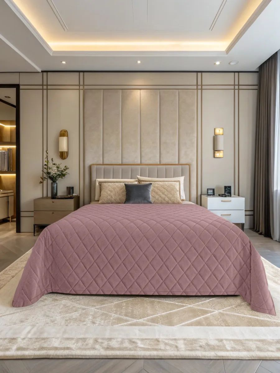 Пример стильного покрывала в интерьере спальни