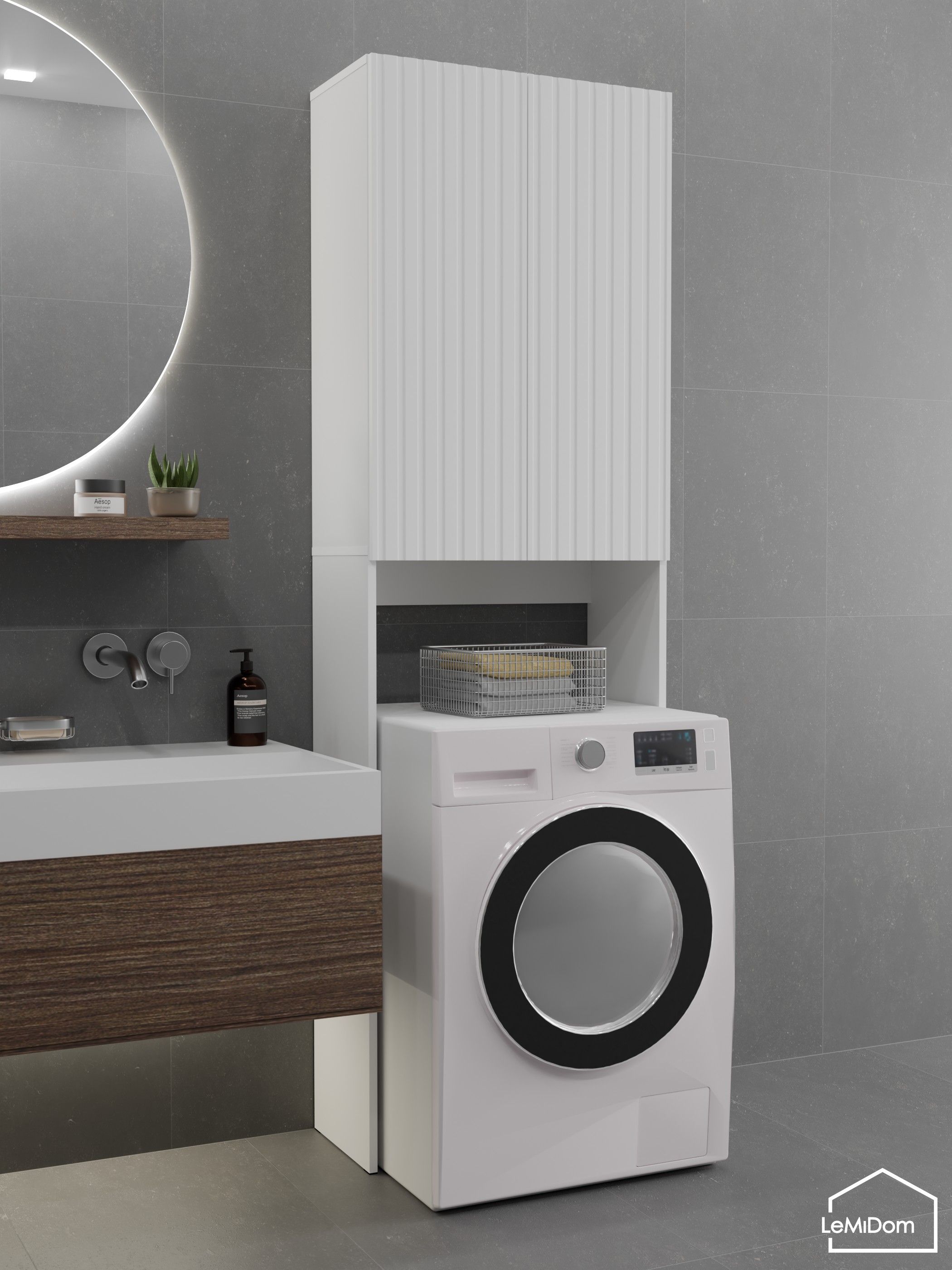 ШкафнадстиральноймашинойнапольныйMH29206х64х32см/белыйглянец